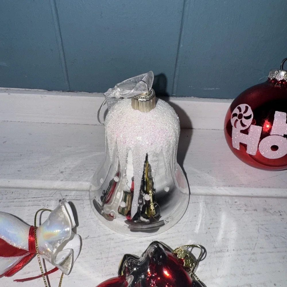Vtg Lot Of Hand Blown Glass Christmas Ornaments Bell Motorcycle Santa Bear‎ +